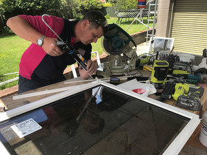 Sealing in the new double glazing